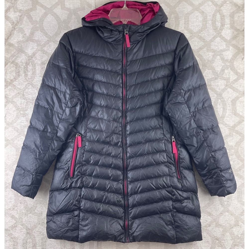 Eddie‎ Bauer Down Parka Kids L 14-16 Black Hooded Puffer Jacket Winter